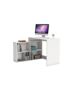 SCRIVANIA CON LIBRERIA DA ANGOLO BIANCA, 112X77X101 CM